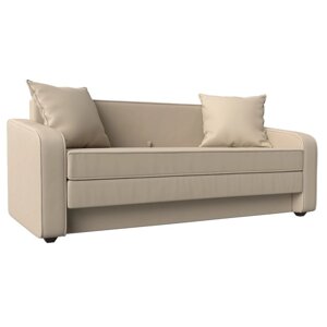 Прямой диван "Лига 013", механизм раскладной, экокожа, цвет бежевый