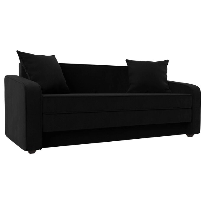 Прямой диван "Лига 013", механизм раскладной, микровельвет, цвет чёрный от компании Интернет-гипермаркет «MALL24» - фото 1