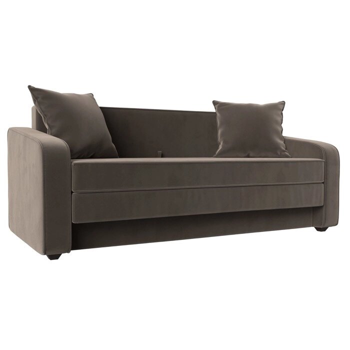 Прямой диван "Лига 013", механизм раскладной, велюр, цвет коричневый от компании Интернет-гипермаркет «MALL24» - фото 1