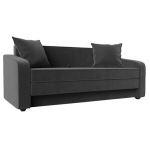 Прямой диван "Лига 013", механизм раскладной, велюр, цвет серый