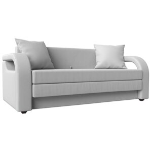 Прямой диван "Лига 014", механизм раскладной, экокожа, цвет белый