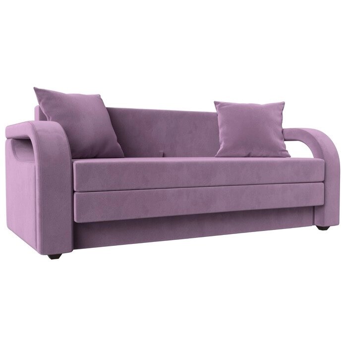 Прямой диван "Лига 014", механизм раскладной, микровельвет, цвет сиреневый от компании Интернет-гипермаркет «MALL24» - фото 1