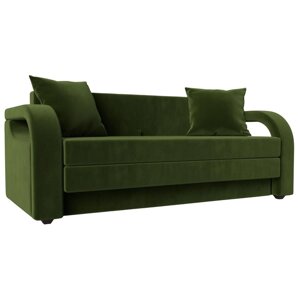 Прямой диван "Лига 014", механизм раскладной, микровельвет, цвет зелёный