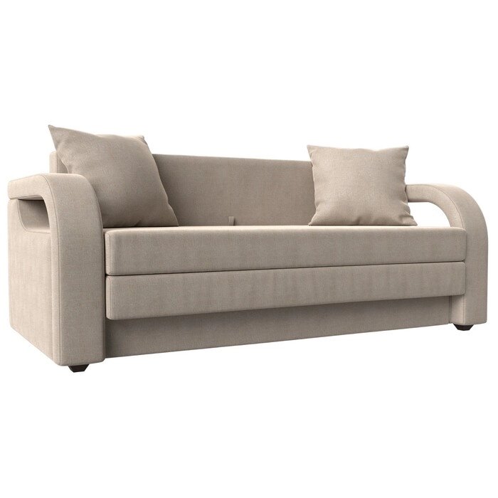 Прямой диван "Лига 014", механизм раскладной, рогожка, цвет бежевый от компании Интернет-гипермаркет «MALL24» - фото 1