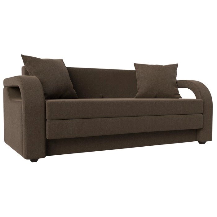 Прямой диван "Лига 014", механизм раскладной, рогожка, цвет коричневый от компании Интернет-гипермаркет «MALL24» - фото 1