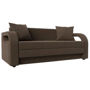 Прямой диван "Лига 014", механизм раскладной, рогожка, цвет коричневый