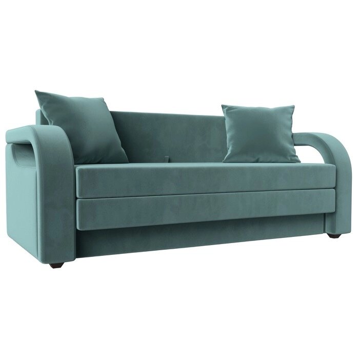 Прямой диван "Лига 014", механизм раскладной, велюр, цвет бирюзовый от компании Интернет-гипермаркет «MALL24» - фото 1