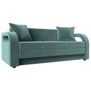 Прямой диван "Лига 014", механизм раскладной, велюр, цвет бирюзовый