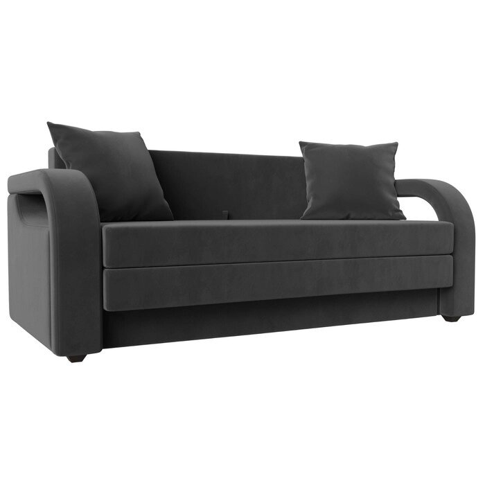Прямой диван "Лига 014", механизм раскладной, велюр, цвет серый от компании Интернет-гипермаркет «MALL24» - фото 1
