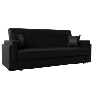 Прямой диван "Лига 015", механизм книжка, экокожа, цвет чёрный