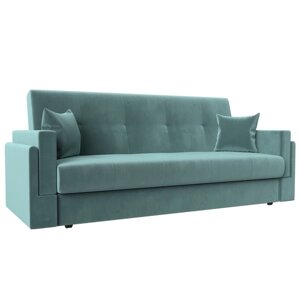 Прямой диван "Лига 015", механизм книжка, велюр, цвет бирюзовый