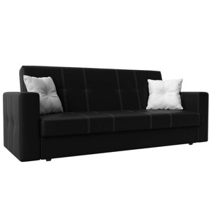 Прямой диван "Лига 016", механизм книжка, экокожа, цвет чёрный / белый