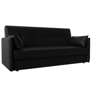 Прямой диван "Лига 018", механизм книжка, экокожа, цвет чёрный