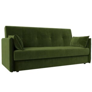 Прямой диван "Лига 018", механизм книжка, микровельвет, цвет зелёный