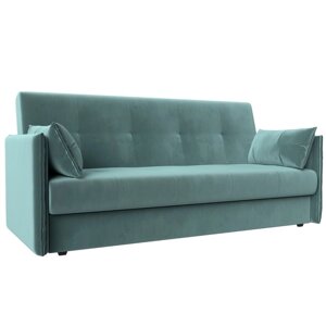 Прямой диван "Лига 018", механизм книжка, велюр, цвет бирюзовый