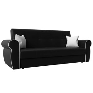 Прямой диван "Лига 019", механизм книжка, экокожа, цвет чёрный / белый