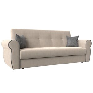 Прямой диван "Лига 019", механизм книжка, рогожка, цвет бежевый / серый