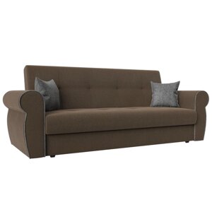 Прямой диван "Лига 019", механизм книжка, рогожка, цвет коричневый / серый