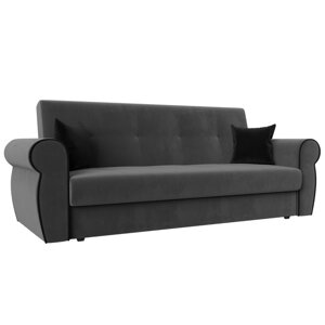 Прямой диван "Лига 019", механизм книжка, велюр, цвет серый / чёрный