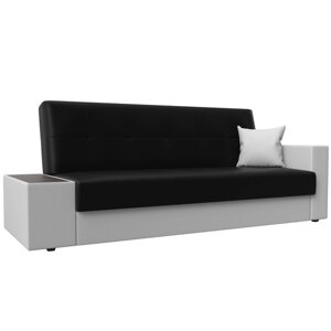Прямой диван "Лига 020", механизм книжка, стол слева, экокожа, цвет чёрный / белый