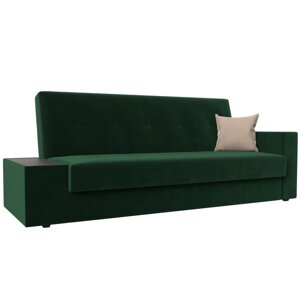 Прямой диван "Лига 020", механизм книжка, стол слева, велюр, цвет зелёный / бежевый
