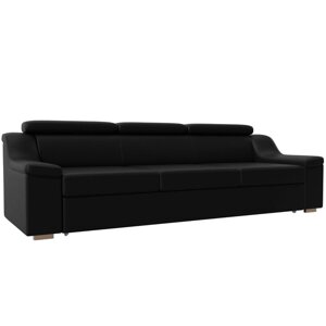 Прямой диван "Линдос", механизм дельфин, экокожа, цвет чёрный