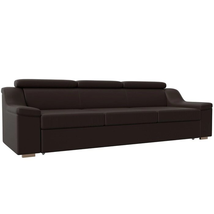 Прямой диван "Линдос", механизм дельфин, экокожа, цвет коричневый от компании Интернет-гипермаркет «MALL24» - фото 1