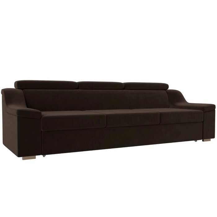 Прямой диван "Линдос", механизм дельфин, микровельвет, цвет коричневый от компании Интернет-гипермаркет «MALL24» - фото 1