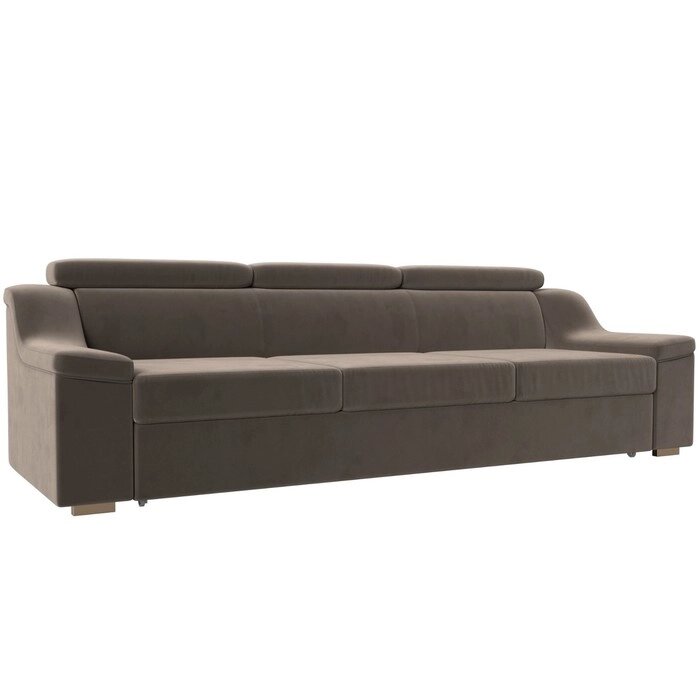 Прямой диван "Линдос", механизм дельфин, велюр, цвет коричневый от компании Интернет-гипермаркет «MALL24» - фото 1