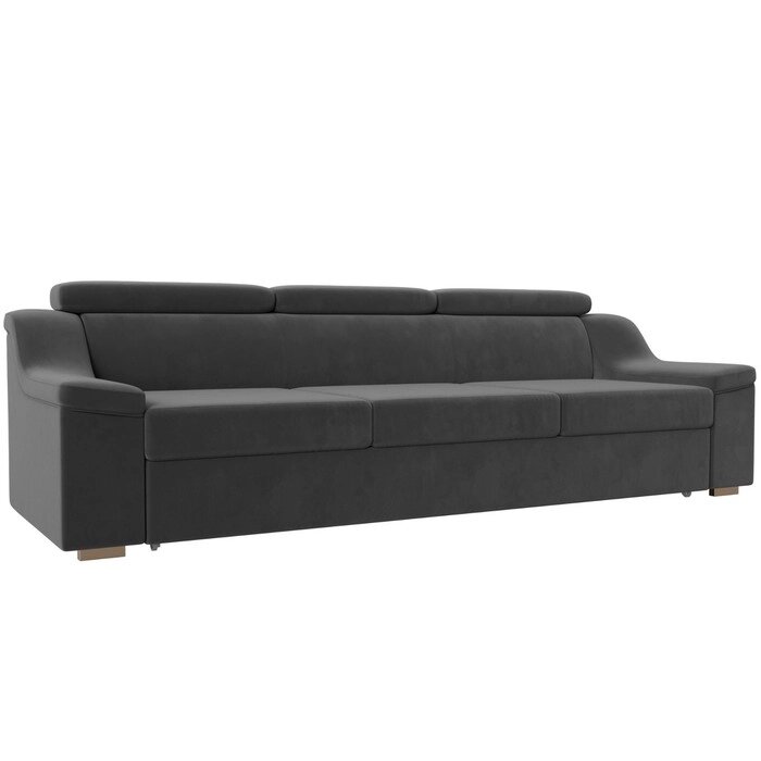 Прямой диван "Линдос", механизм дельфин, велюр, цвет серый от компании Интернет-гипермаркет «MALL24» - фото 1