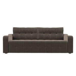 Прямой диван "Лиссабон", механизм еврокнижка, велюр, цвет коричневый
