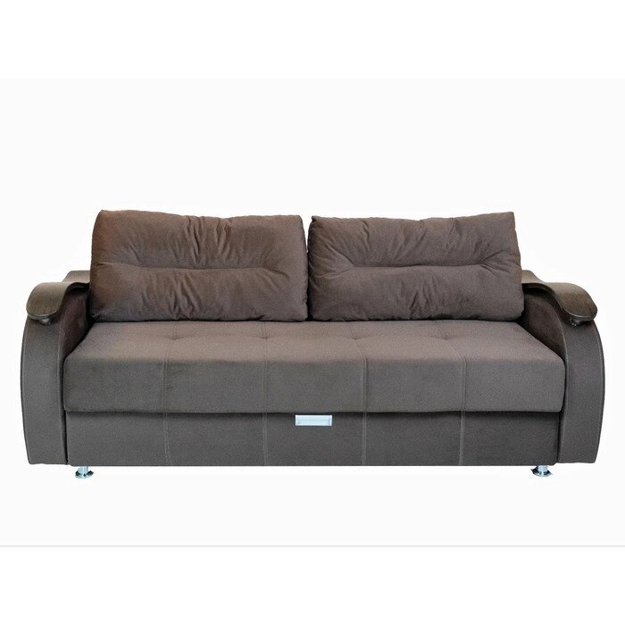 Прямой диван "Ливерпуль 2", еврокнижка, блок независимых пружин, велюр, цвет коричневый от компании Интернет-гипермаркет «MALL24» - фото 1