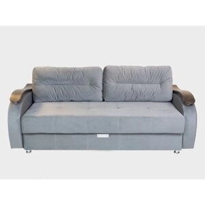 Прямой диван "Ливерпуль 2", еврокнижка, блок независимых пружин, велюр, цвет серый