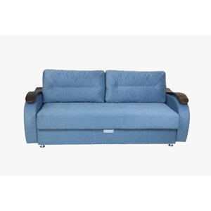 Прямой диван "Ливерпуль 2", еврокнижка, блок независимых пружин, велюр, цвет синий