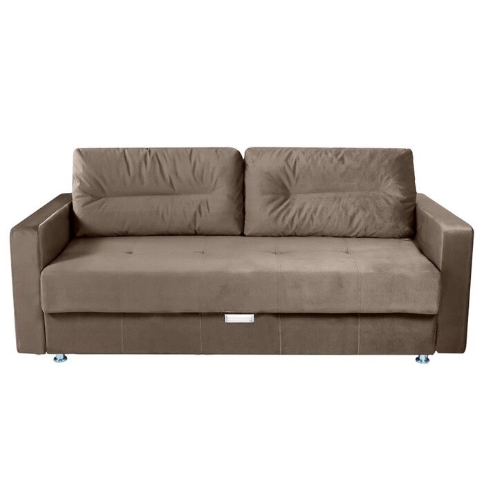 Прямой диван "Ливерпуль 3", еврокнижка, блок независимых пружин, велюр, цвет коричневый от компании Интернет-гипермаркет «MALL24» - фото 1