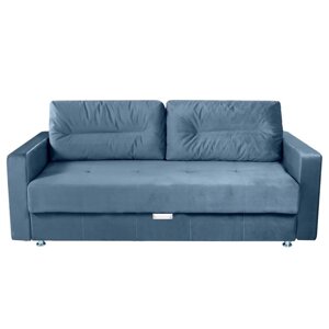 Прямой диван "Ливерпуль 3", еврокнижка, блок независимых пружин, велюр, цвет синий