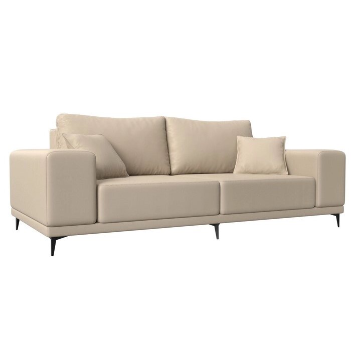Прямой диван "Льюес", без механизма, экокожа, цвет бежевый от компании Интернет-гипермаркет «MALL24» - фото 1