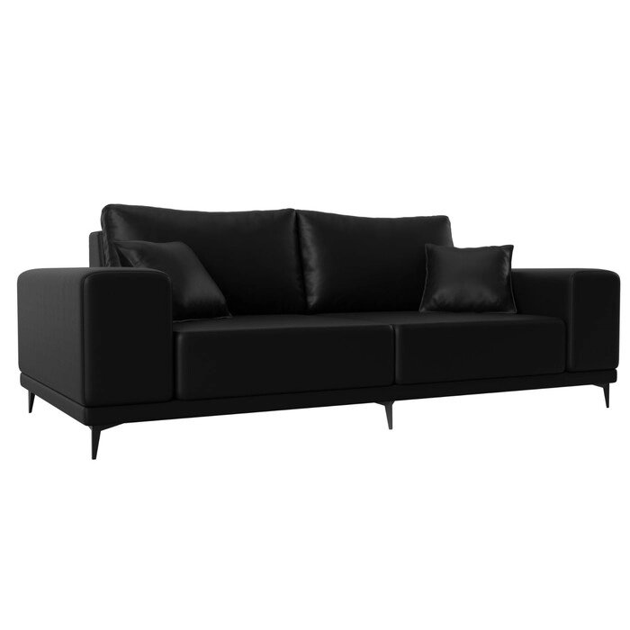 Прямой диван "Льюес", без механизма, экокожа, цвет чёрный от компании Интернет-гипермаркет «MALL24» - фото 1
