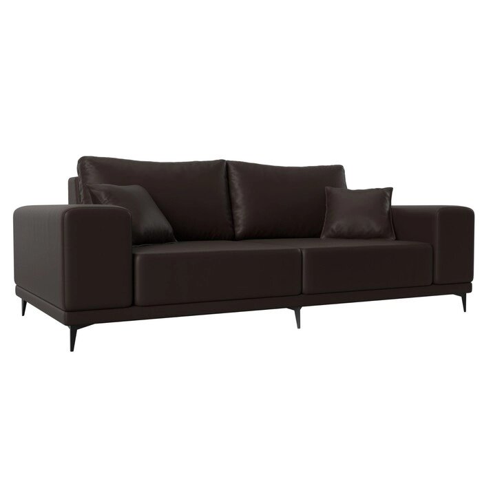 Прямой диван "Льюес", без механизма, экокожа, цвет коричневый от компании Интернет-гипермаркет «MALL24» - фото 1