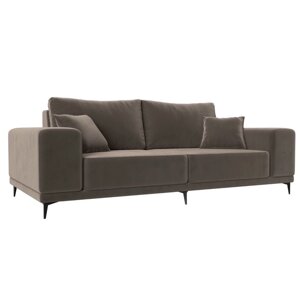 Прямой диван "Льюес", без механизма, велюр, цвет коричневый