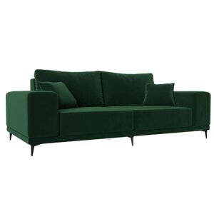 Прямой диван "Льюес", без механизма, велюр, цвет зелёный