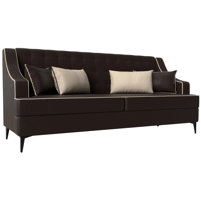 Прямой диван "Марк", экокожа, цвет коричневый / бежевый от компании Интернет-гипермаркет «MALL24» - фото 1