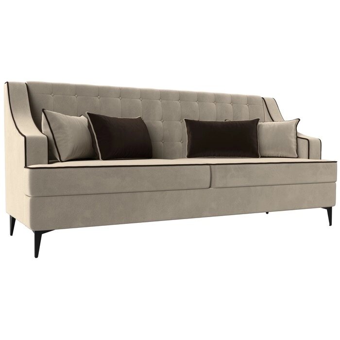 Прямой диван "Марк", микровельвет, цвет бежевый / коричневый от компании Интернет-гипермаркет «MALL24» - фото 1