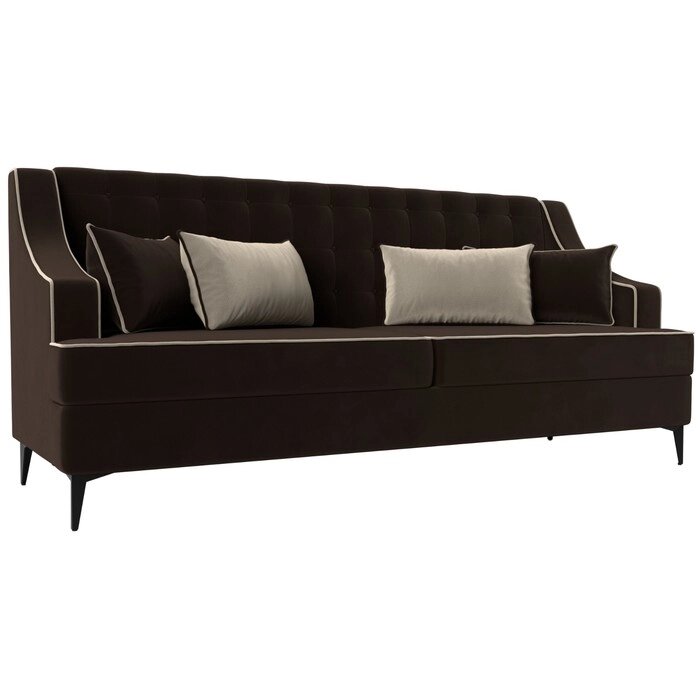 Прямой диван "Марк", микровельвет, цвет коричневый / бежевый от компании Интернет-гипермаркет «MALL24» - фото 1