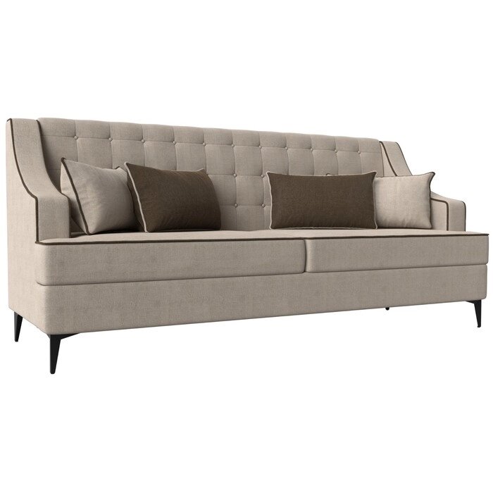 Прямой диван "Марк", рогожка, цвет бежевый / коричневый от компании Интернет-гипермаркет «MALL24» - фото 1