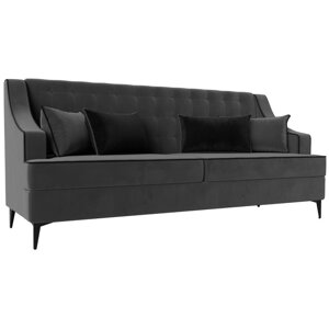 Прямой диван "Марк", велюр, цвет серый / чёрный