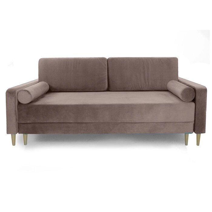 Прямой диван "Марсель", механизм тик-так, блок независимых пружин, велюр, цвет коричневый от компании Интернет-гипермаркет «MALL24» - фото 1