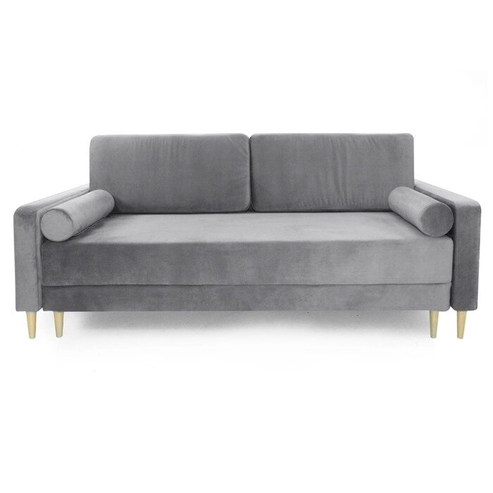 Прямой диван "Марсель", механизм тик-так, блок независимых пружин, велюр, цвет серый от компании Интернет-гипермаркет «MALL24» - фото 1