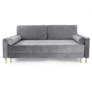 Прямой диван "Марсель", механизм тик-так, блок независимых пружин, велюр, цвет серый