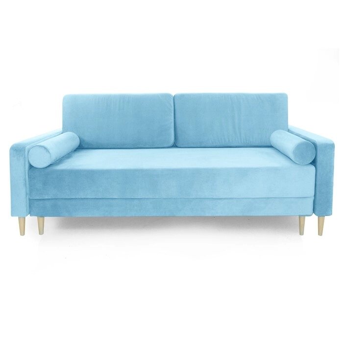 Прямой диван "Марсель", механизм тик-так, блок независимых пружин, велюр, цвет синий от компании Интернет-гипермаркет «MALL24» - фото 1